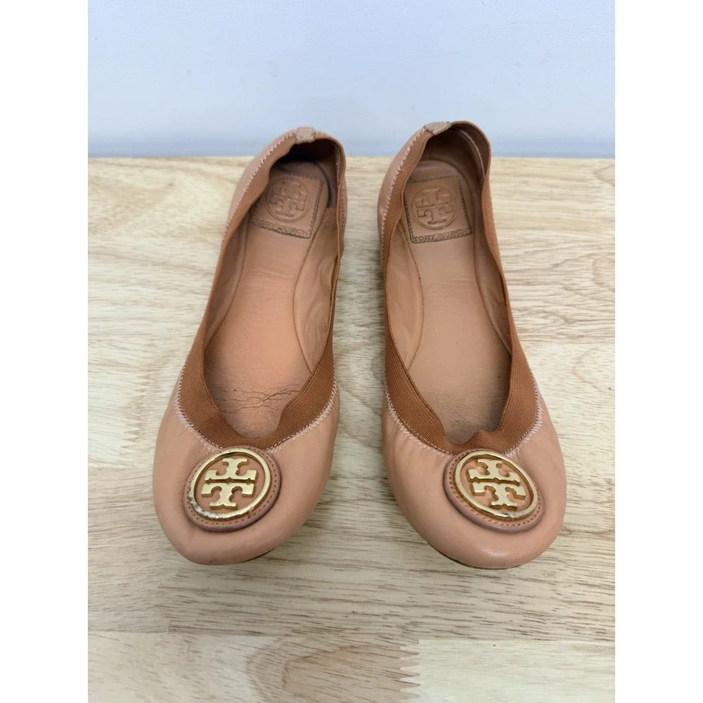 Tory Burch Women's Pale Pink Caroline Ballet Flat Shoes 8 M Logo Designer #9 - Picture 1 of 15